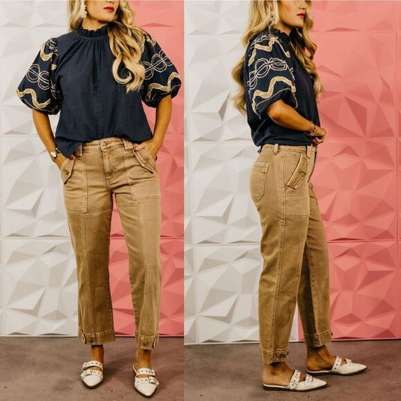 KanCan Tan Straight Leg Ankle Cut Denim Jeans Size 29 - Picture 1 of 7